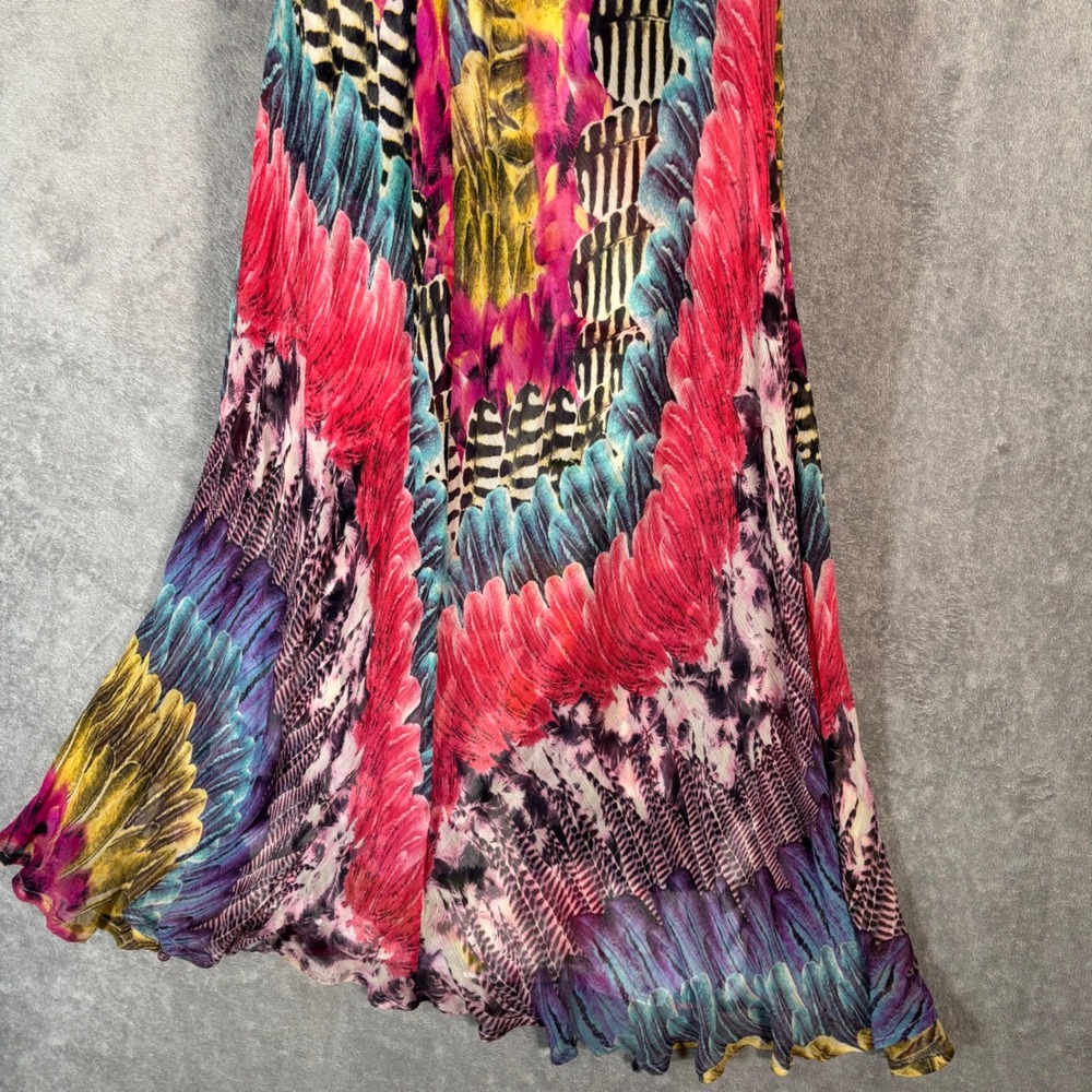 Marciano Vintage 100% Silk Strapless Maxi Dress Abstract Print Multicolor S Y2K - Picture 9 of 16